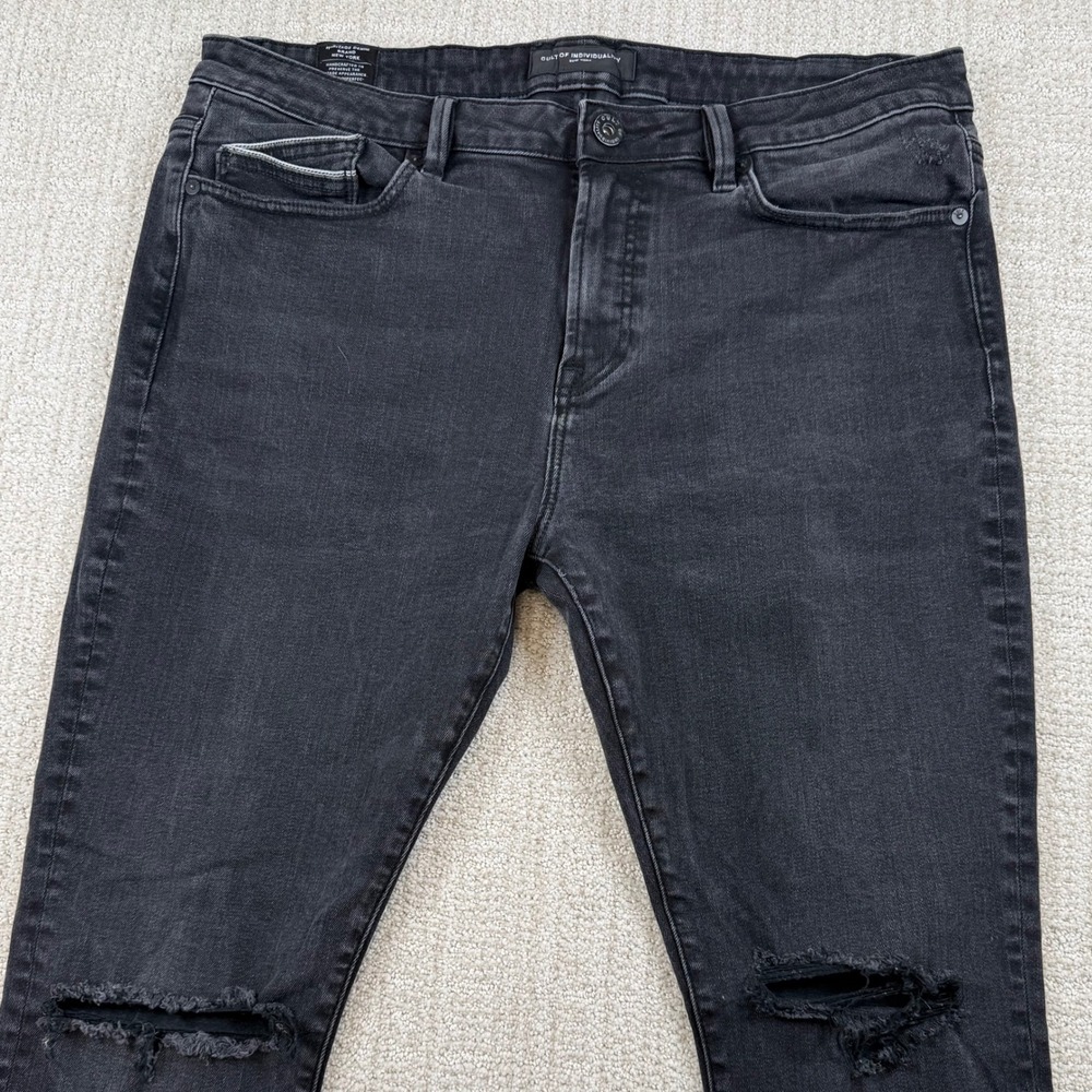 Cult of Individuality Mens 40x32 (Actual 38x30) Black Punk Super Skinny Jeans